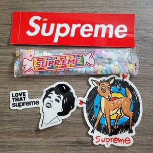 Supreme Sticker Swag Bundle - Smarties Necklace, Deer Sticker, Logo Sticker....